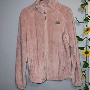 north face light pink fleece jacket, size medium